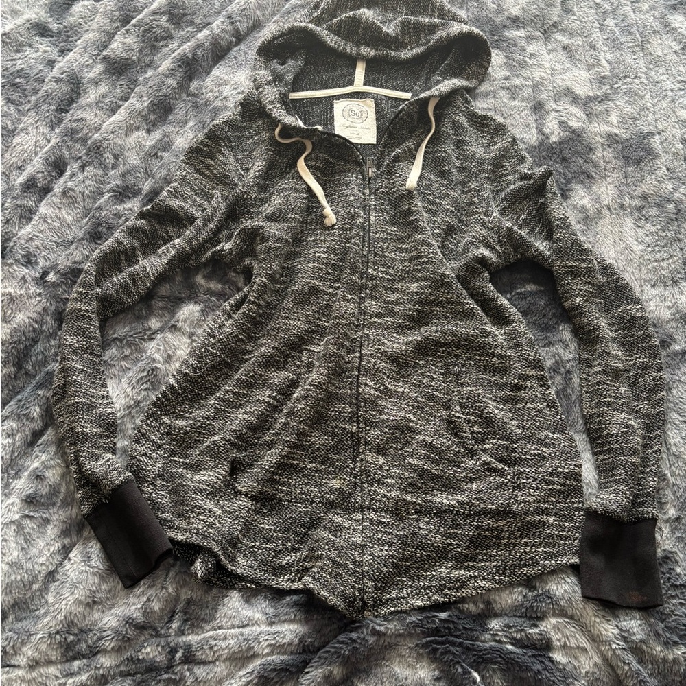SO Marled Black & White Zip Hoodie